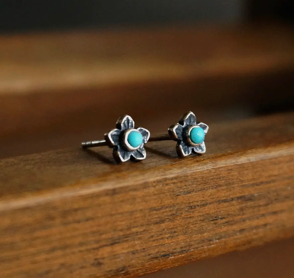 Turquoise Plumeria Flower Earrings by Sowell Jewelry