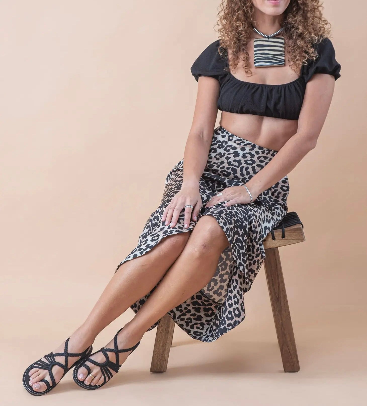 Palm Leaf Flat Summer Sandals by Plaka