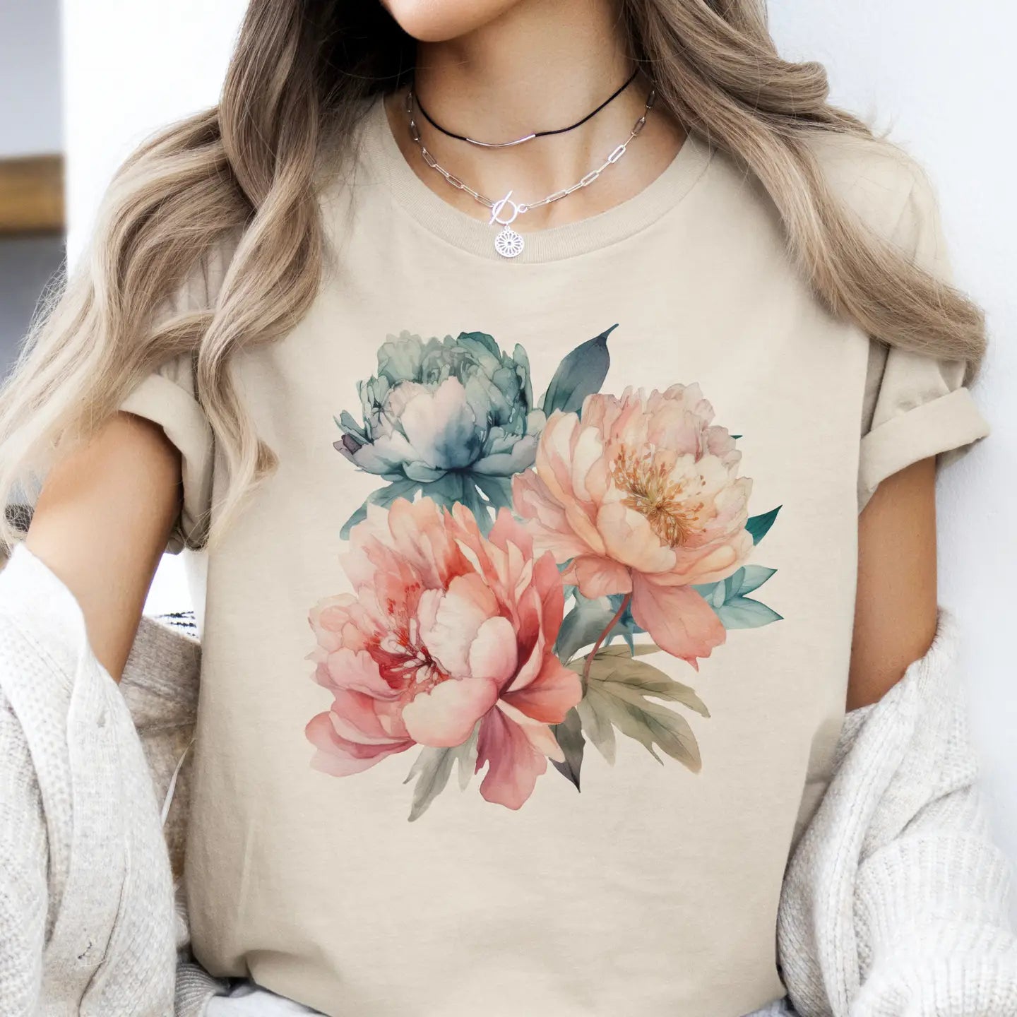 Watercolor Peony Graphic T-Shirt