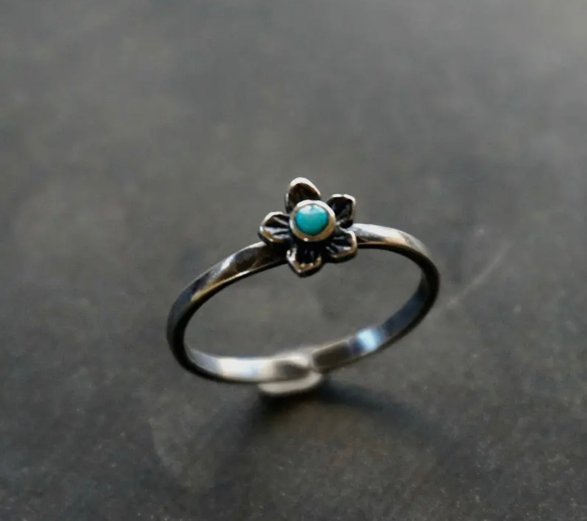 Plumeria Flower Turquoise Ring by Sowell Jewelry