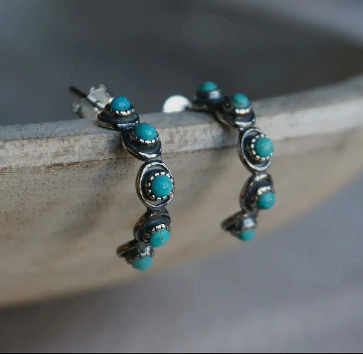 Sam Turquoise Hoop Earrings by Sowell Jewelry