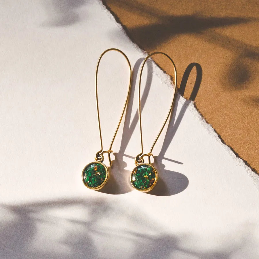 Crushed Gem Round Lever Back Earrings by Cameoko