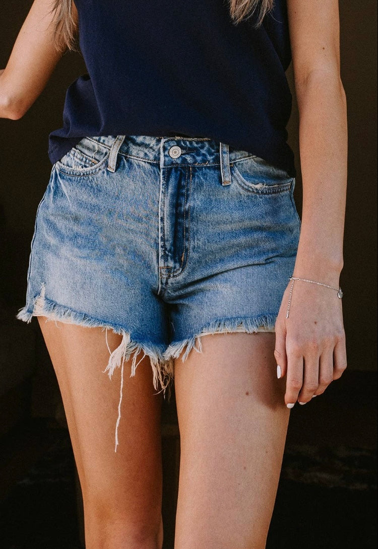 Distressed Rigid Mom Shorts by Vervet by Flying Monkey
