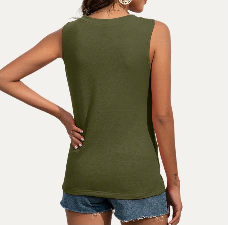 Olive Green Sleeveless Tank Top 
