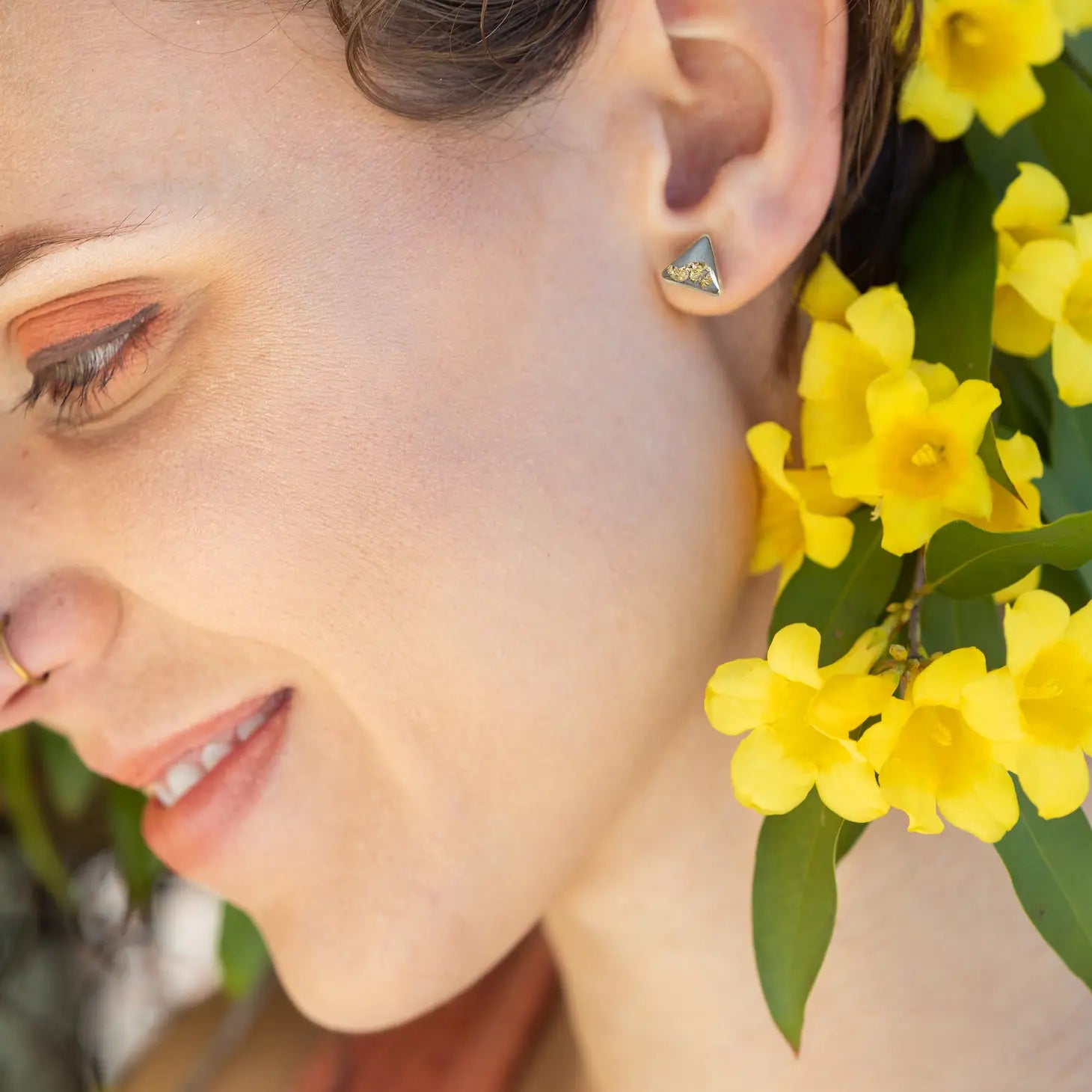 Gold Leaf Accented Earrings by Cameoko Jewelry