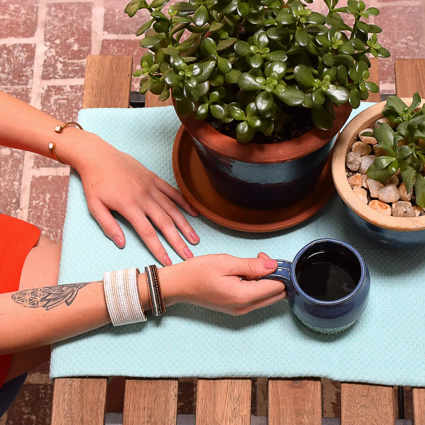 Small Neutral Stripe Leather Cuff by Swahili Coast