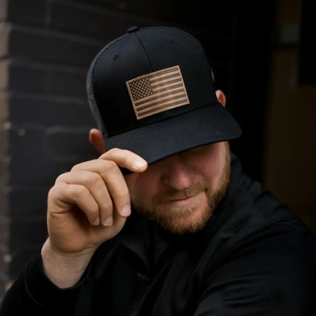 American Flag Snapback Hat by Range Leather Co.