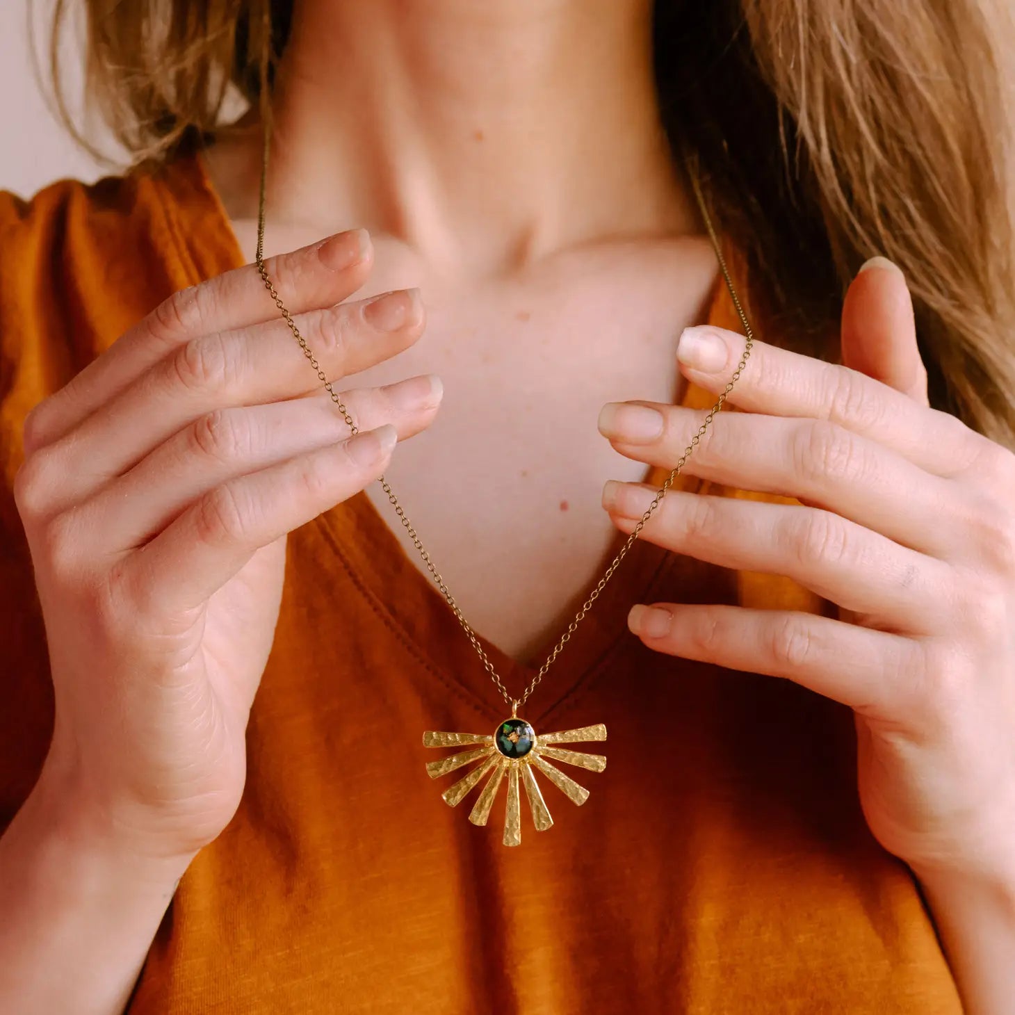 The Opal Sun Necklace by Cameoko Jewelry