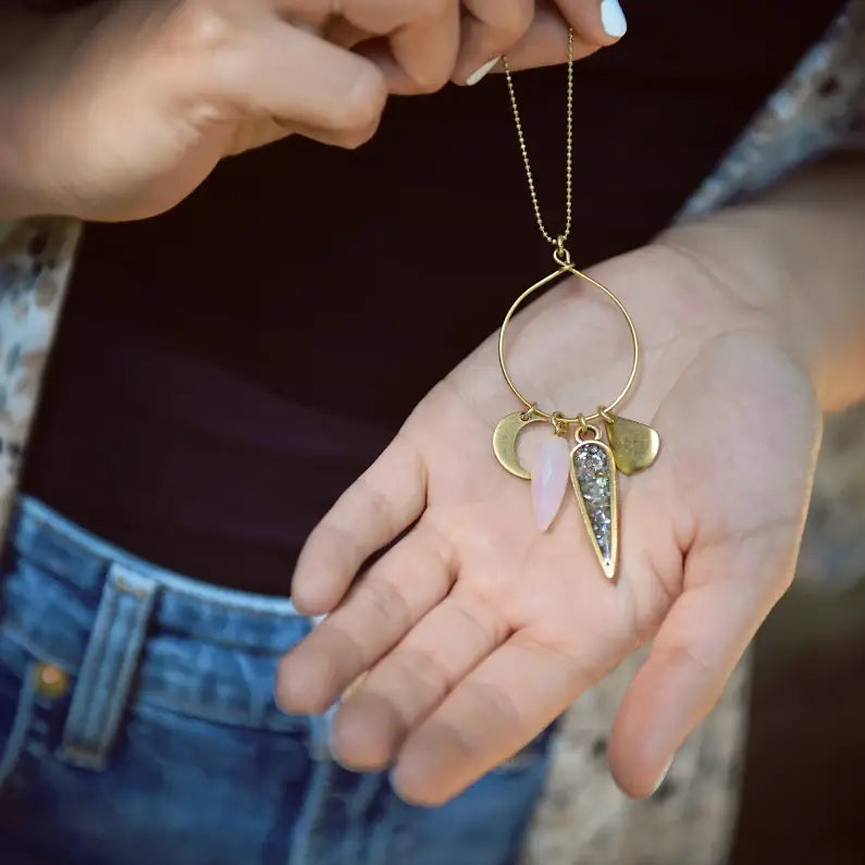 Handmade Selenite Charm Necklace by Cameoko Jewelry