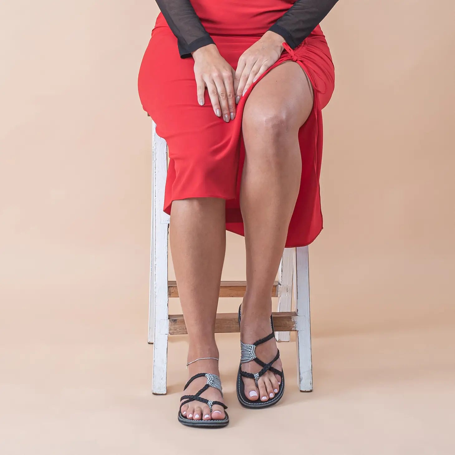 Oceanside Flip Flops- Black Zebra