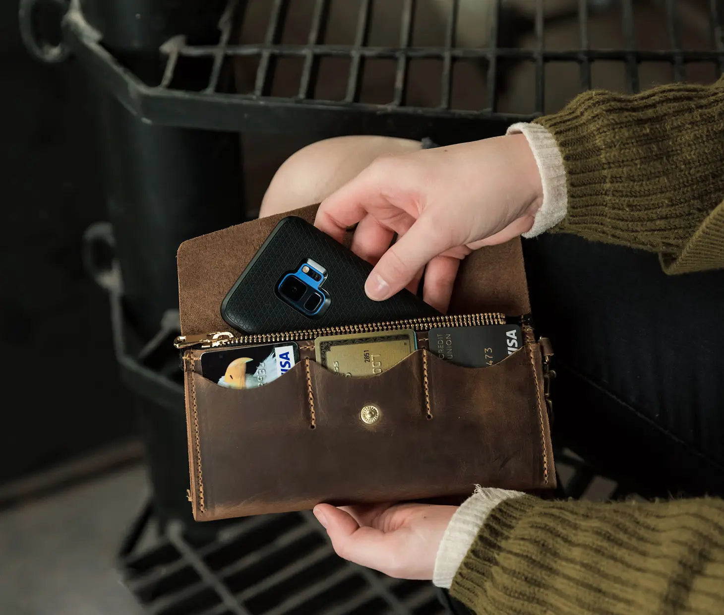 Leather Clutch Wallet in Cognac by Lifetime Leather Co.