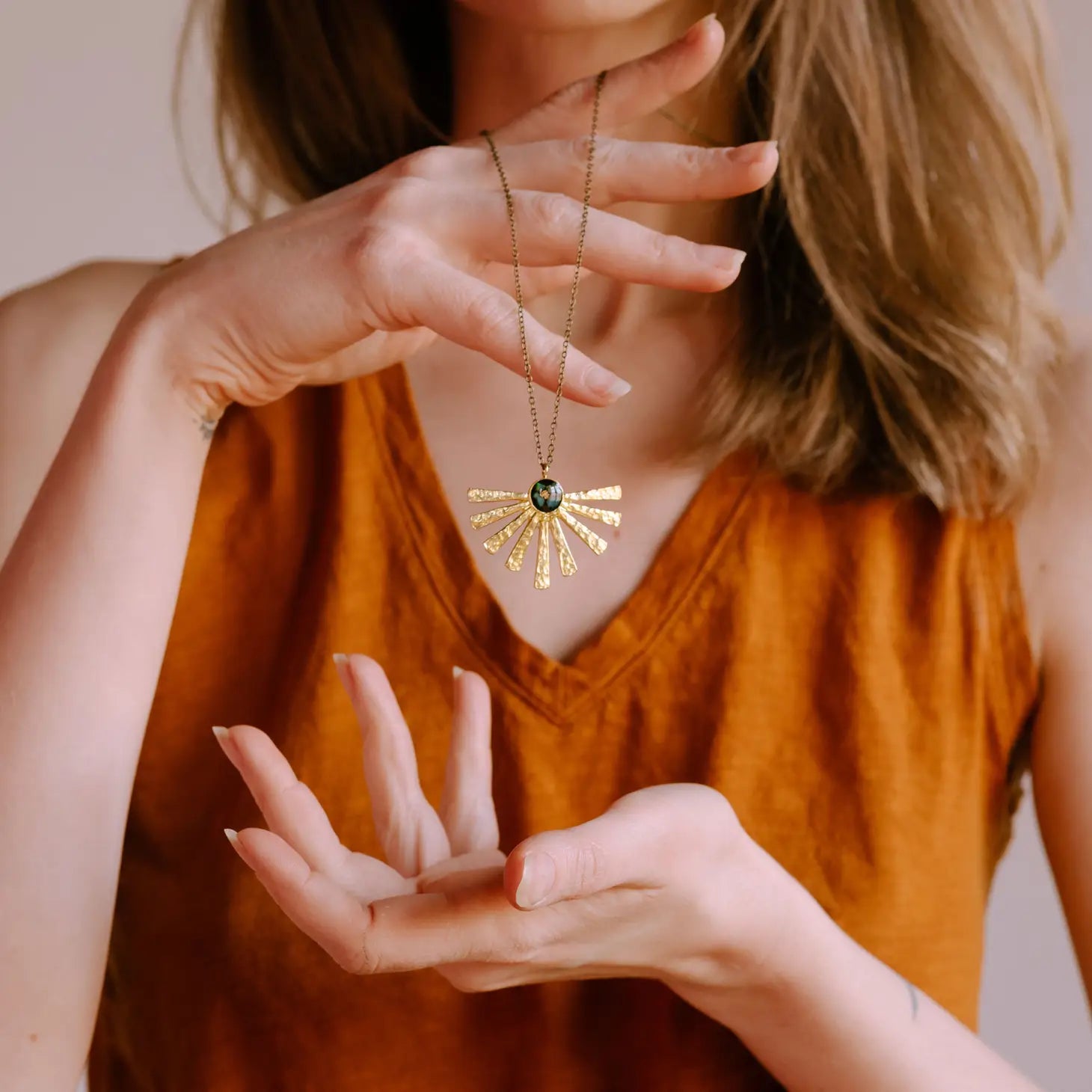 The Opal Sun Necklace by Cameoko Jewelry