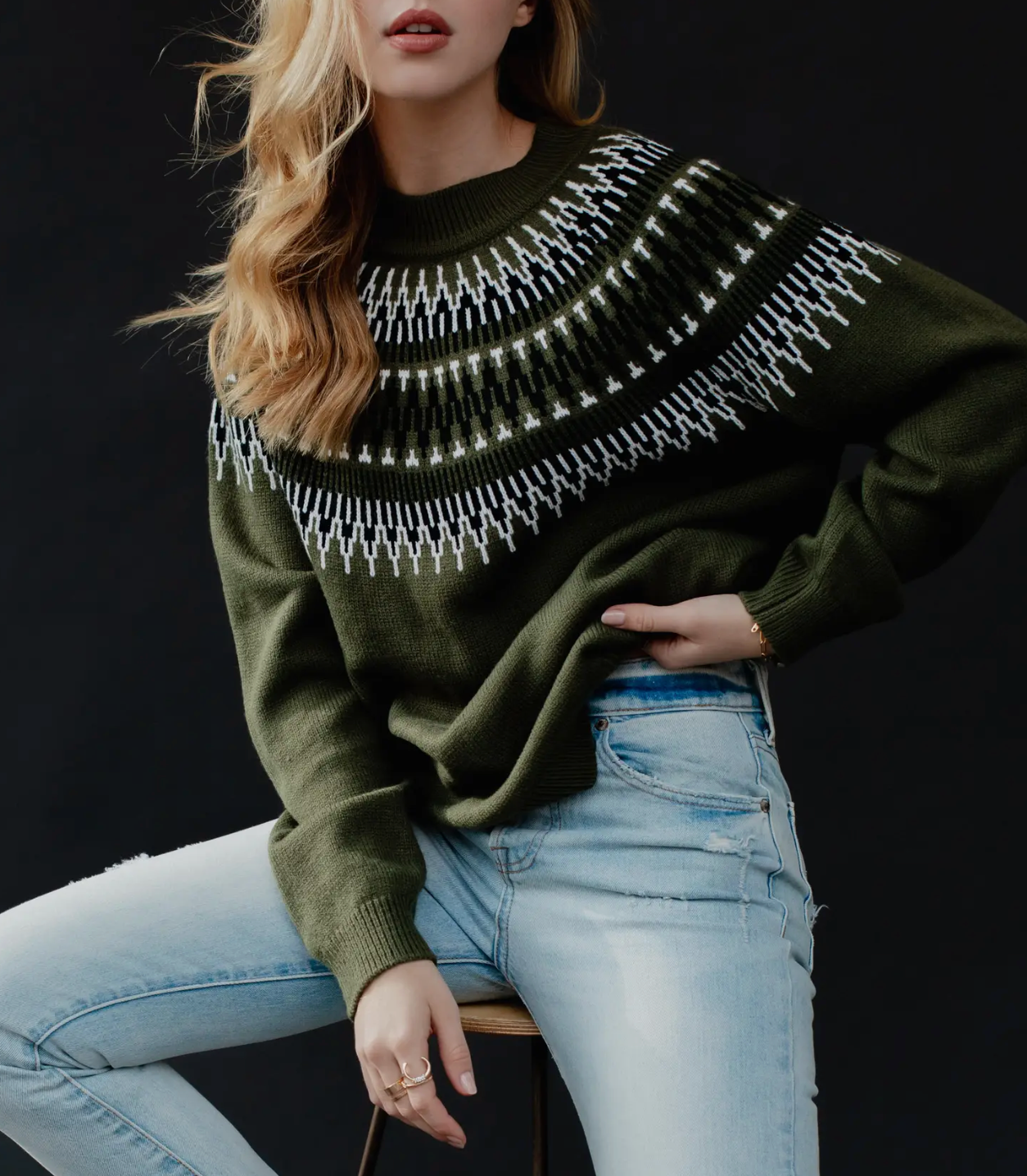 Green & Black Printed Sweater by Panache Apparel Co.