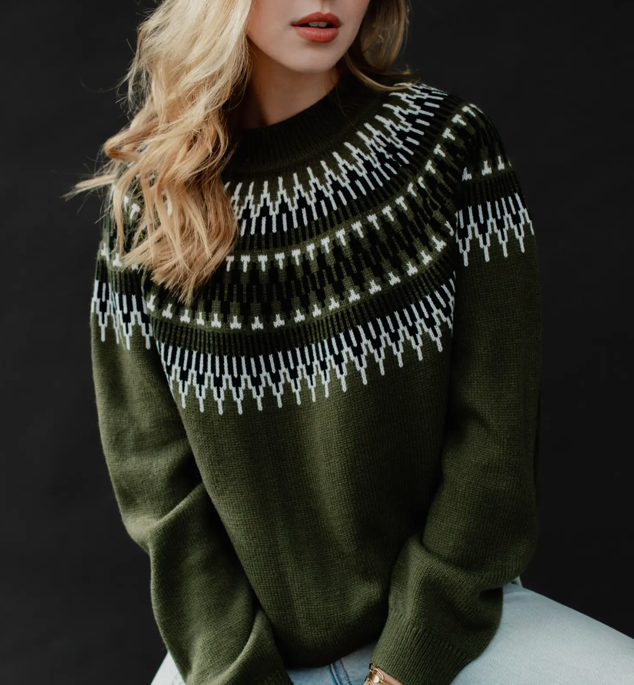 Green & Black Printed Sweater by Panache Apparel Co.