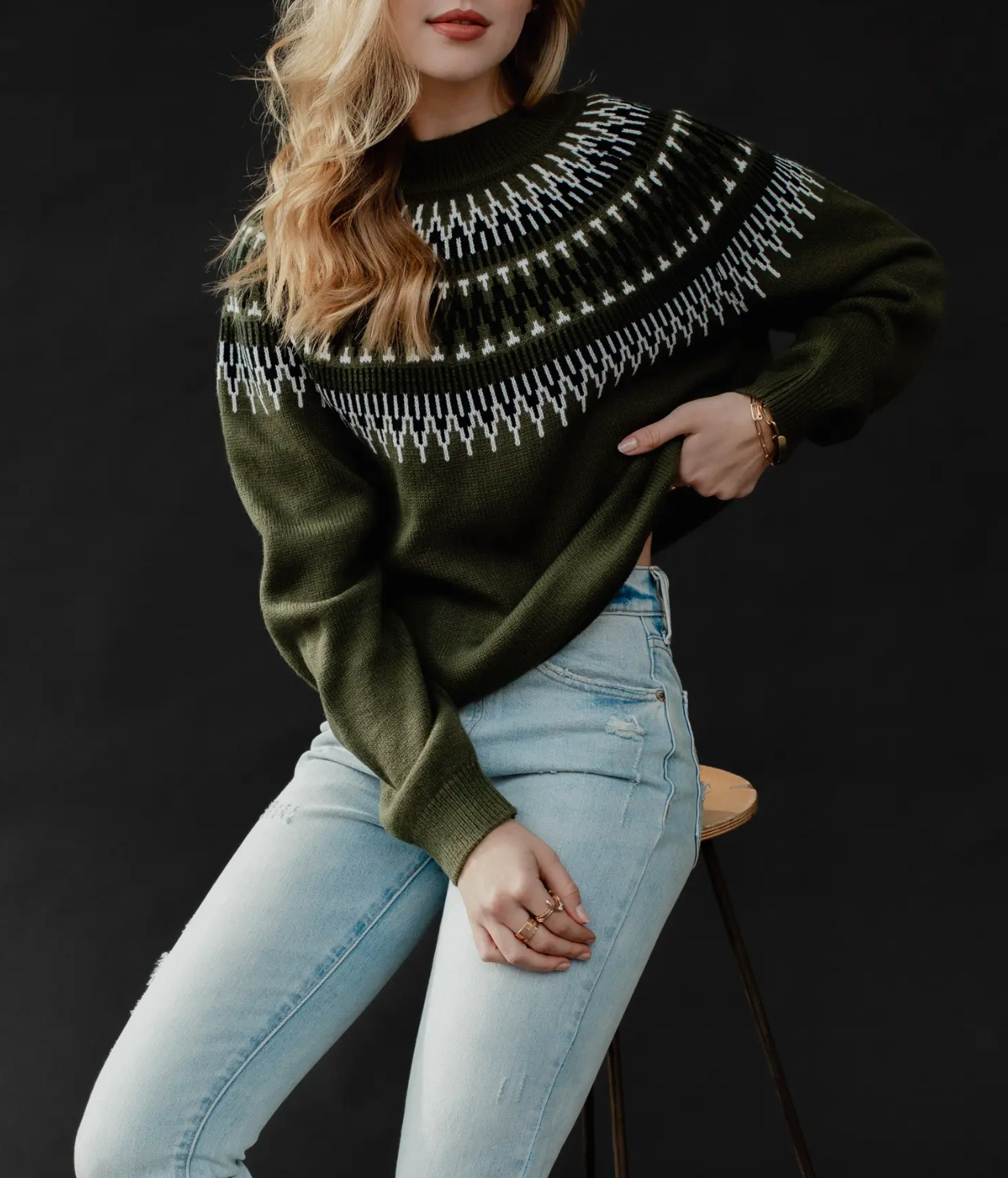 Green & Black Printed Sweater by Panache Apparel Co.