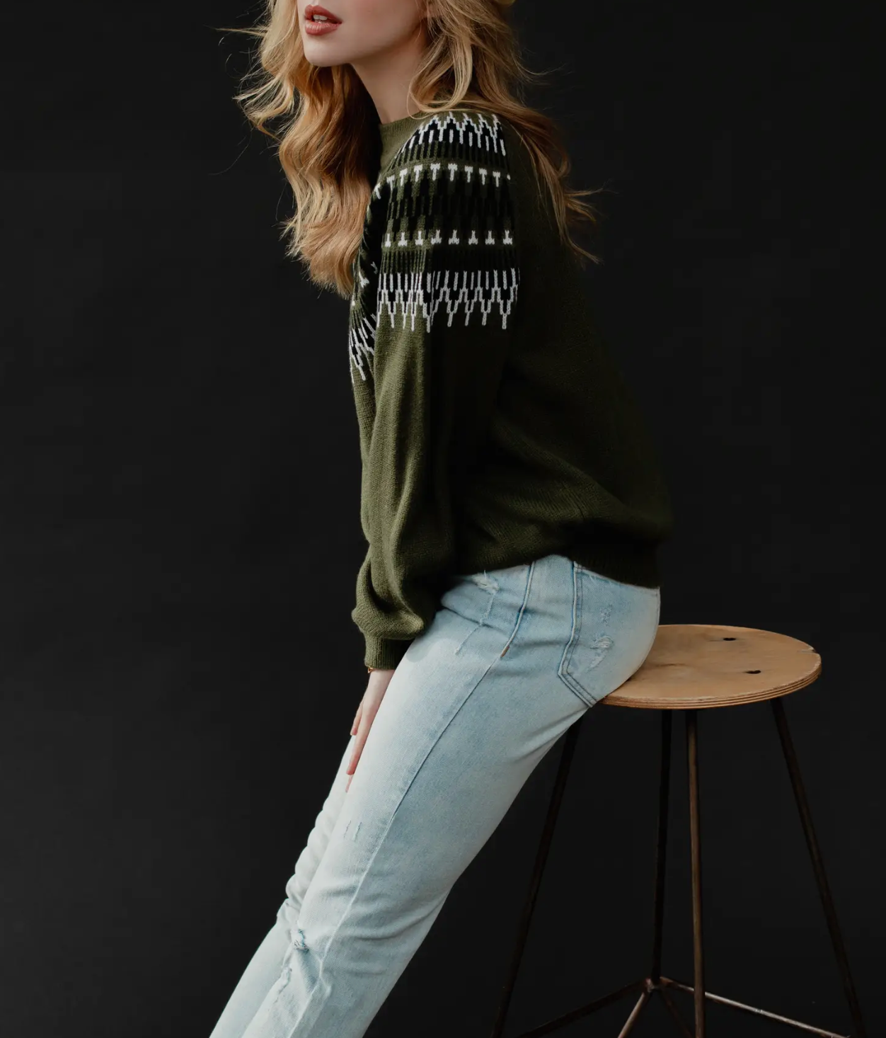 Green & Black Printed Sweater by Panache Apparel Co.