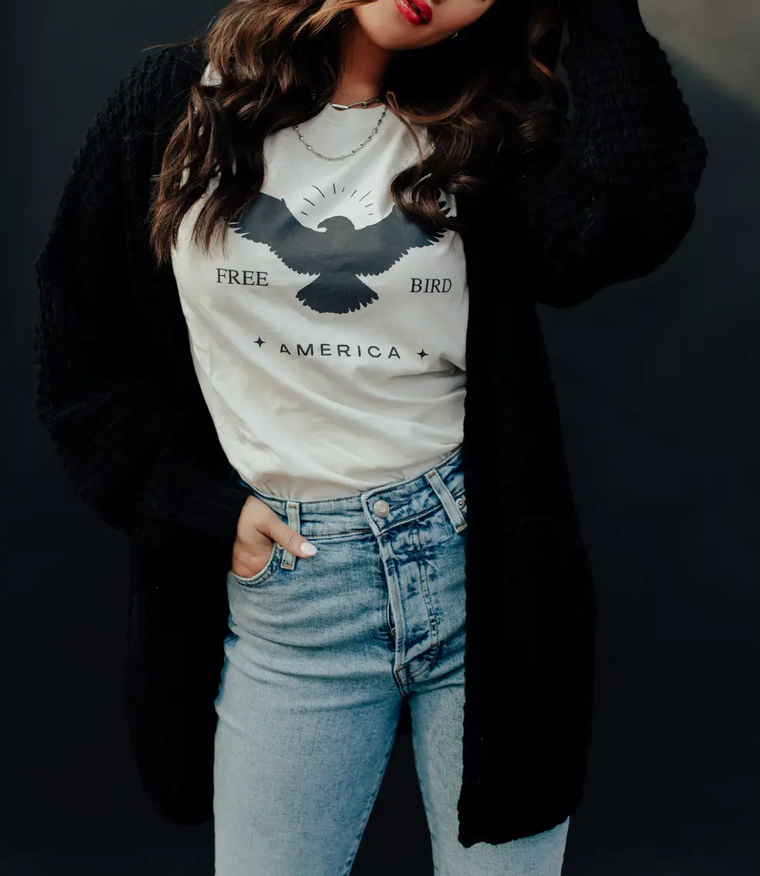 Black Open Knit Cardigan by Panache Apparel Co.