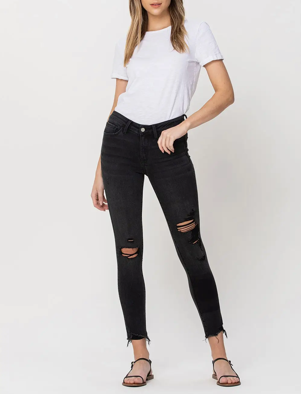Mid Rise Skinny Cropped Jeans by Flying Monkey