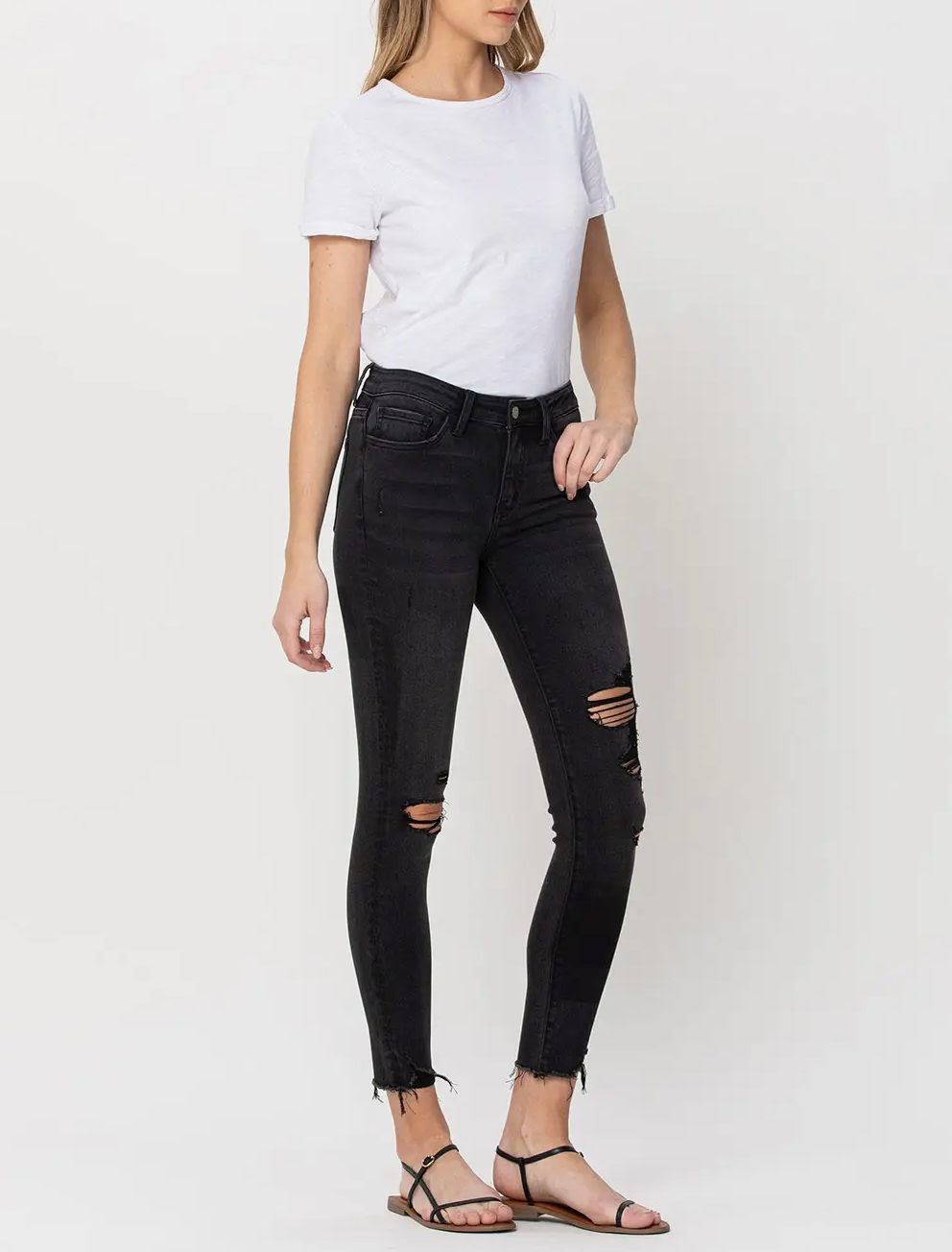 Mid Rise Skinny Cropped Jeans by Flying Monkey