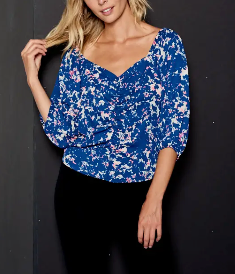 Abstract Flower Print Blouse by Renee C.