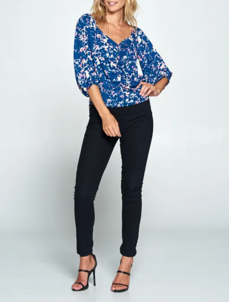 Abstract Flower Print Blouse by Renee C.
