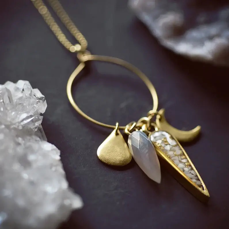 Handmade Selenite Charm Necklace by Cameoko Jewelry