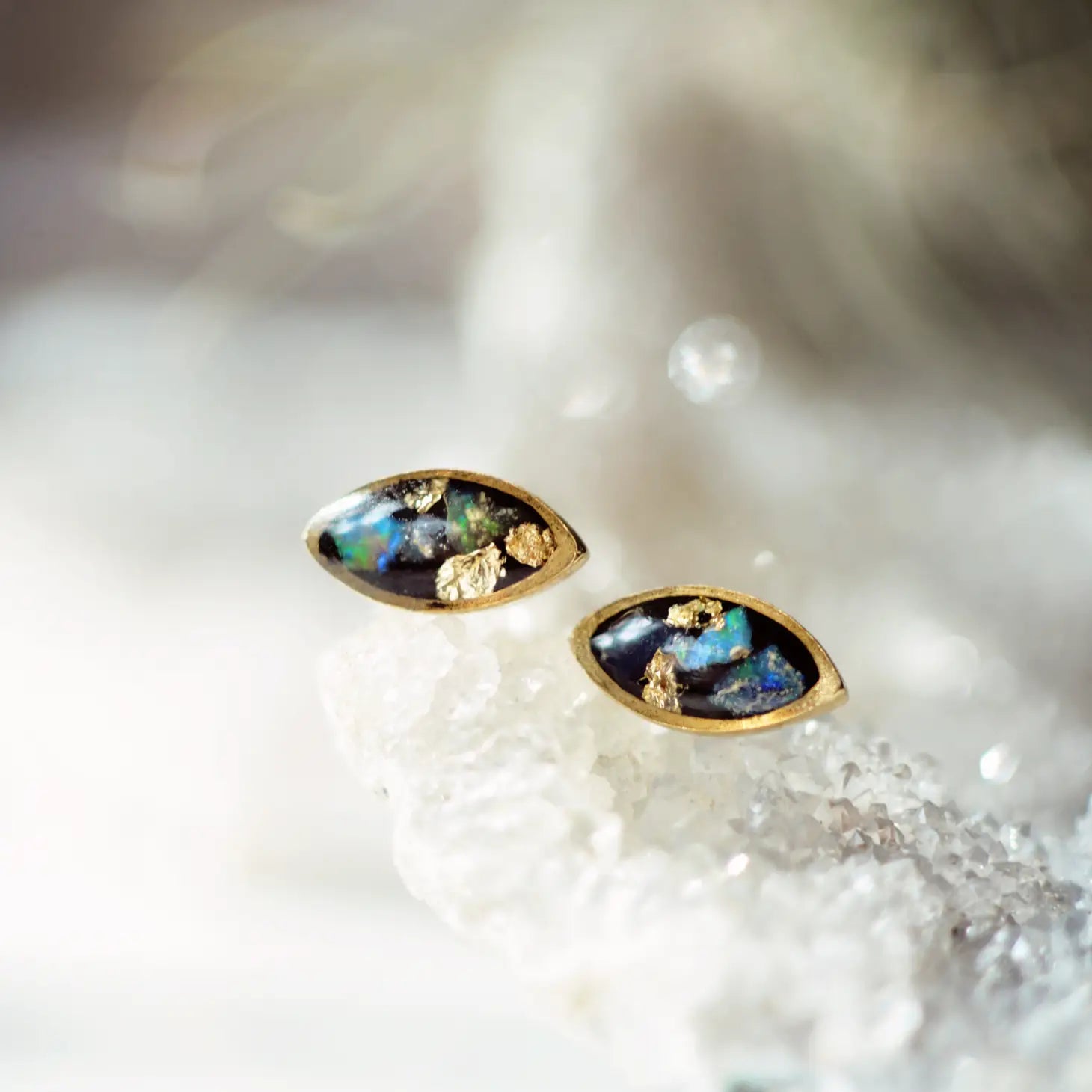 Opal Marquise Post Earrings by Cameoko Jewelry
