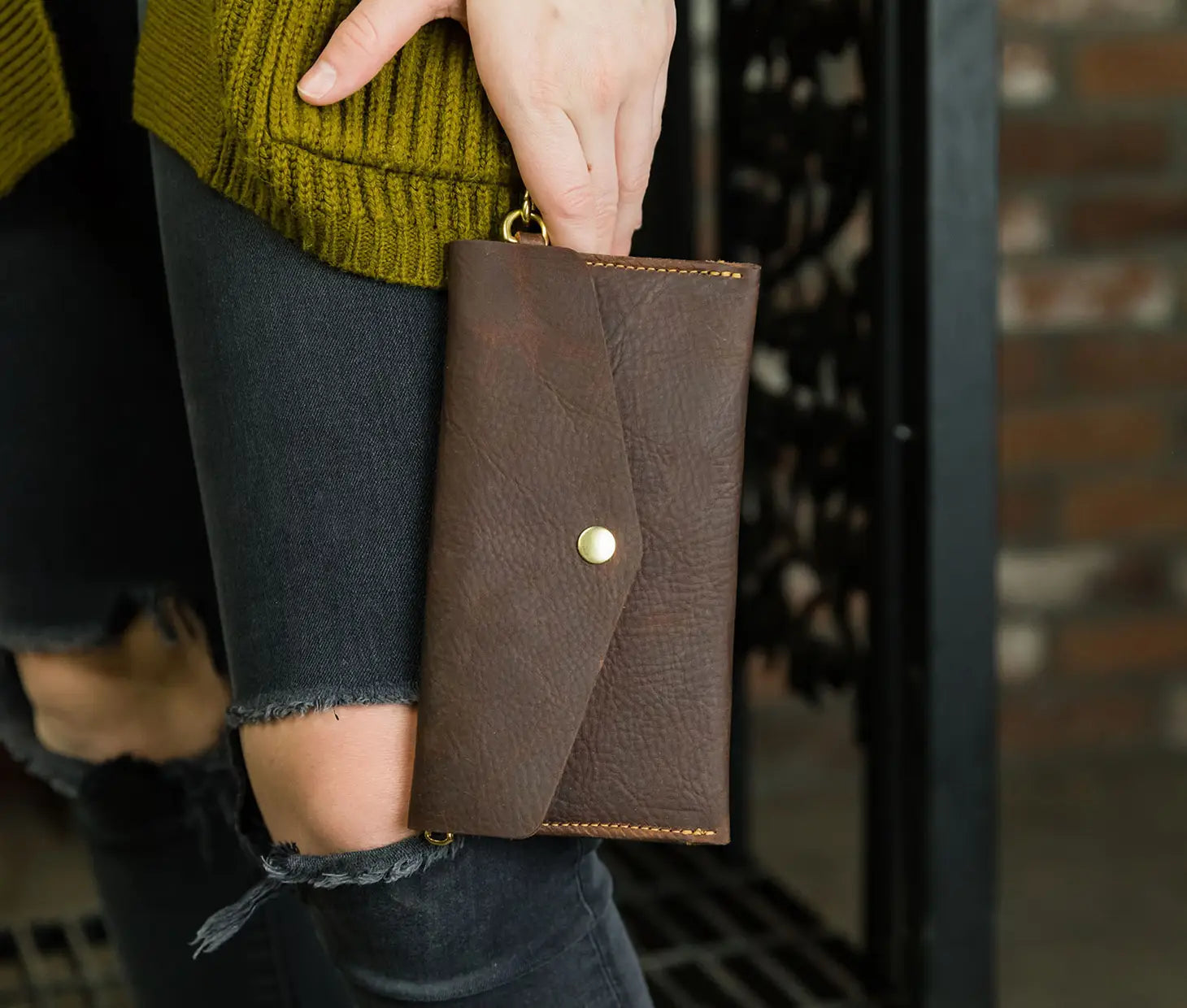 Leather Clutch Wallet in Cognac by Lifetime Leather Co.