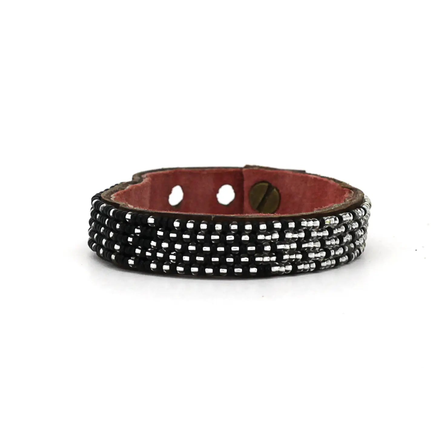 Small Black and Silver Ombre Leather Cuff by Swahili Coast